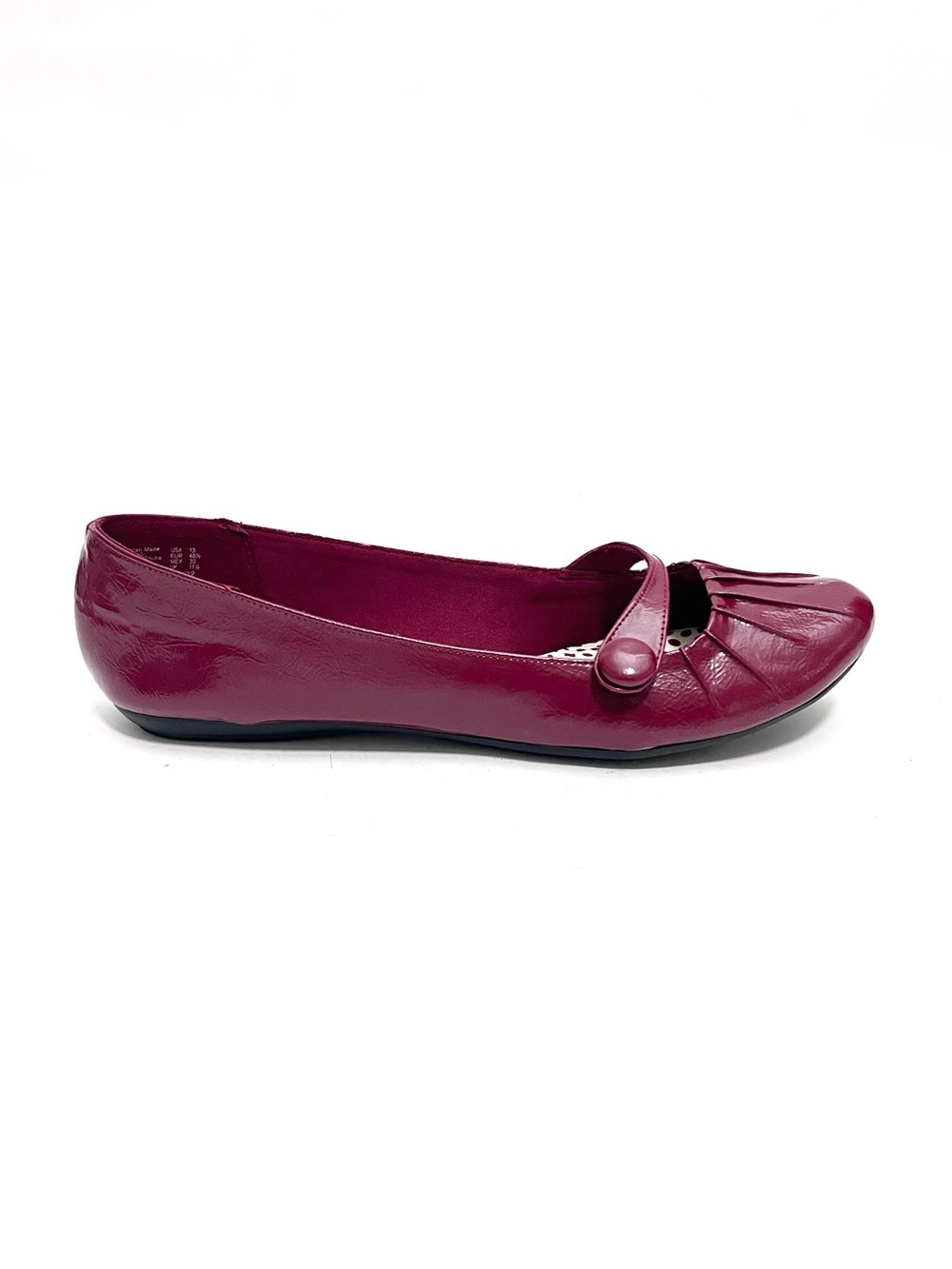 Vintage Y2K deadstock dark red vegan patent leather Mary Jane flats